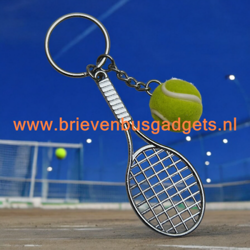 Sleutelhanger tennisracket met bal Geel